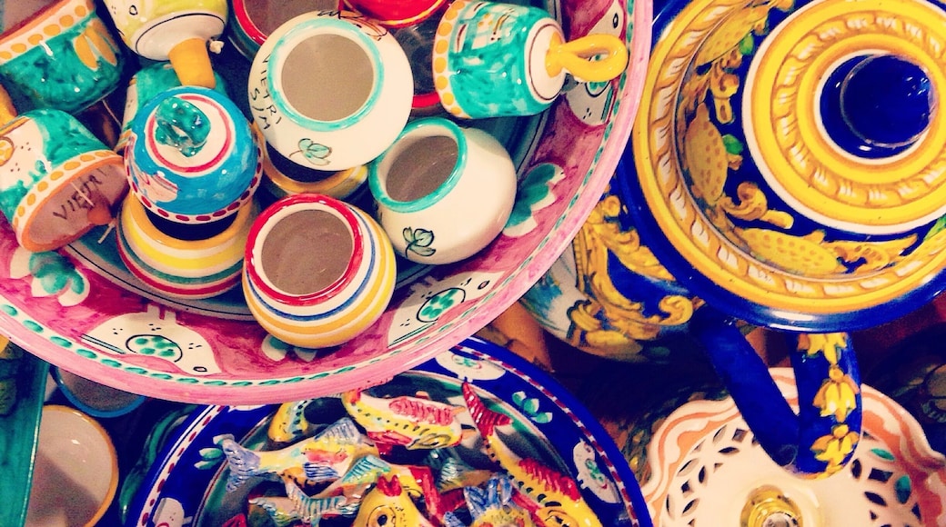 The vibrant colors of Vietri. This is best place in Italy to find traditional hand painted ceramic with wares ranging from espresso cups to elaborate platters and pitchers. It's easy to get sucked in and you'll quickly find yourself scrambling for luggage space. Check out the smaller shops away from the main strip or even the large warehouse for full dining sets at reasonable prices. You can find large hand painted platters for as little as 20 euro.