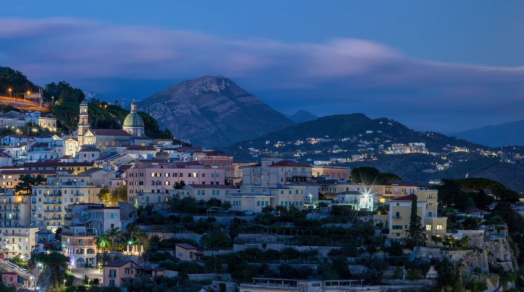Vietri sul mare - Amalfi coast - The panorama of city with the coast at dusk.