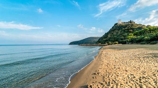 View of calm sea and Punta Ala beach in Tuscany, Italy
