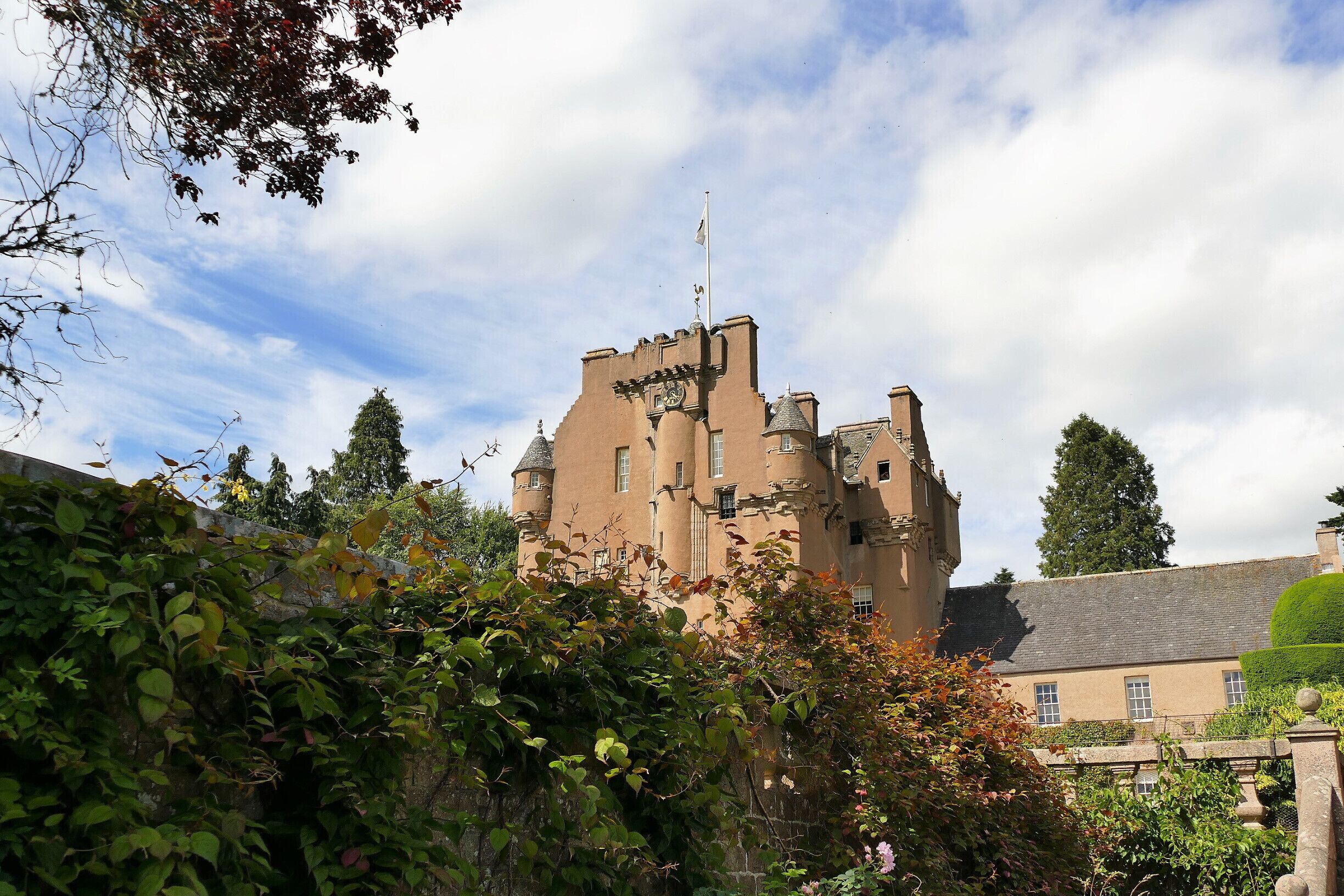 Crathes Castle near Banchory in Aberdeenshire is a 16th century castle built by the Burnetts of Ley and held by the family for 400 years. It is now an NT property and is open to the public , shot was taken from the beautiful gardens.