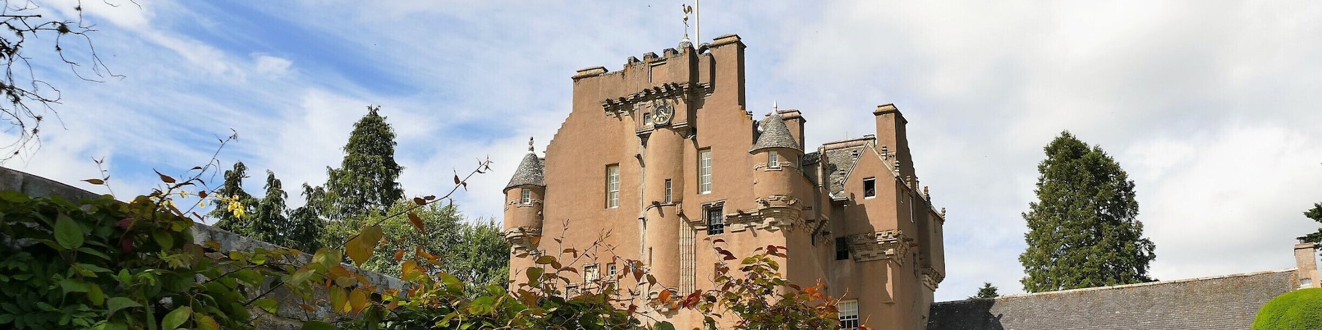Crathes Castle near Banchory in Aberdeenshire is a 16th century castle built by the Burnetts of Ley and held by the family for 400 years. It is now an NT property and is open to the public , shot was taken from the beautiful gardens.