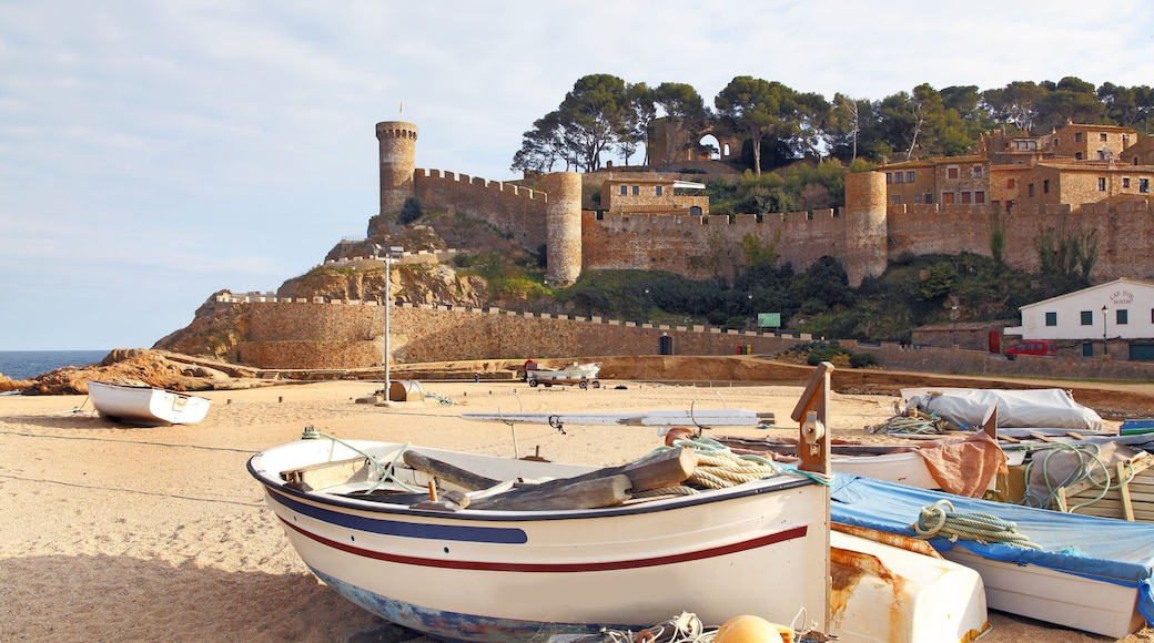 Fishing boats on beach of Tossa de Mar, Costa Brava, Spain