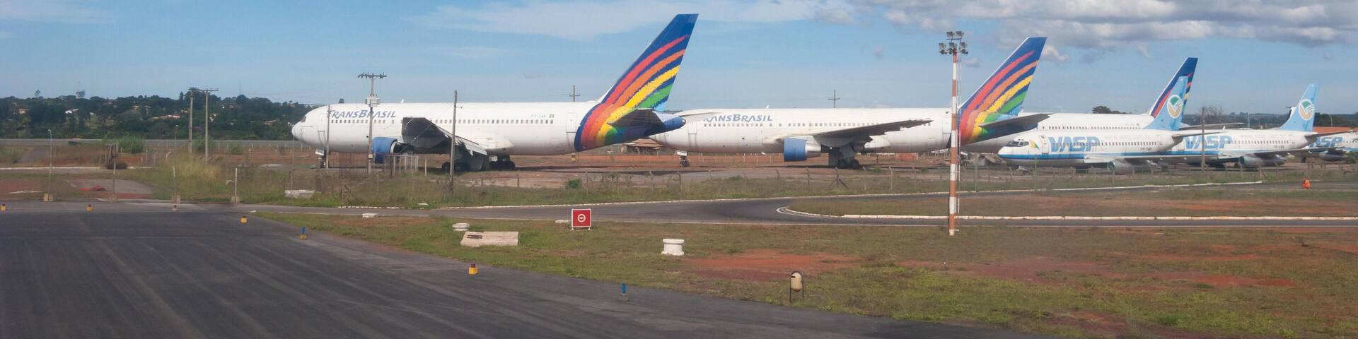 Brasilia, Brazil - January 22 2008: BSB Brasilia International Airport President Juscelino Kubitschek. Abandoned aircrafts.