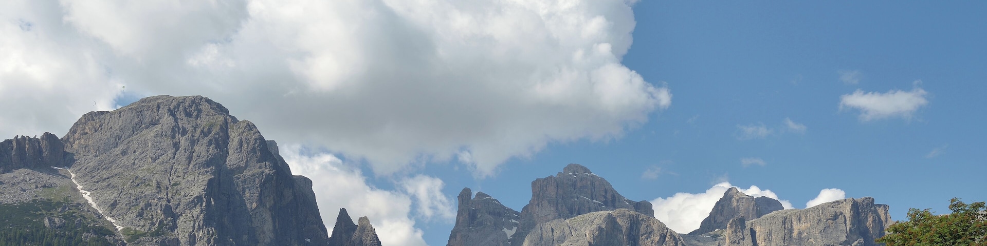 "Crëp de Boè" mountain and the Mezdi Valley peaks over Calfosch