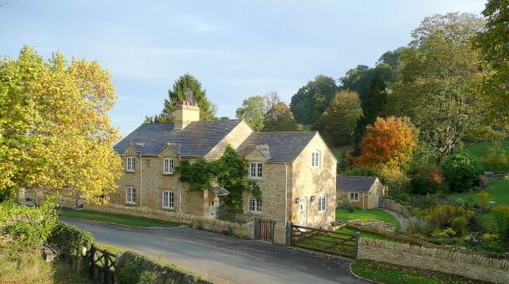 Cottage in Buckland A fine dwelling viewed from the elevated churchyard of St. Michael's church to the south.