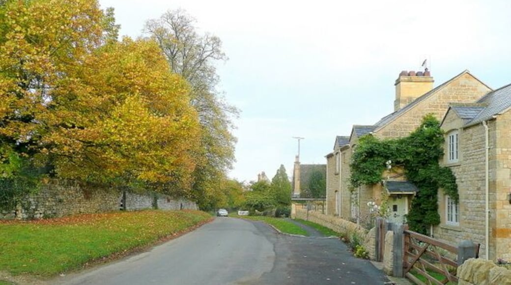 Buckland village street A tiny village on the Cotswold scarp with one dead-end road in.