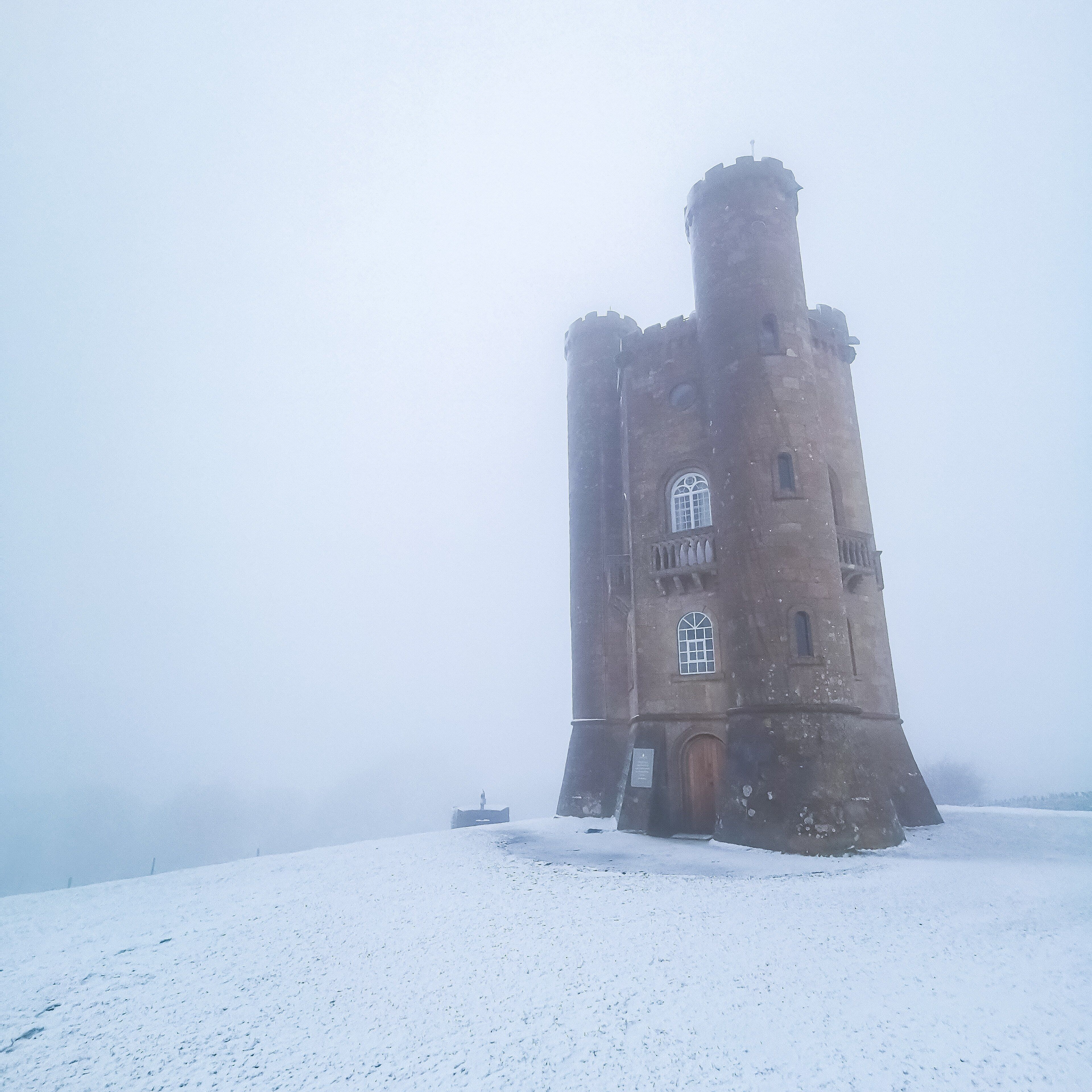 The highest castle in the cotswolds.  I was lucky that the snow not only provided a magical backdrop, but also ensured I was the only one daft enough to drive up the hill in that weather. #lifeatexpedia #cotswolds#visitbritain #snow #castle