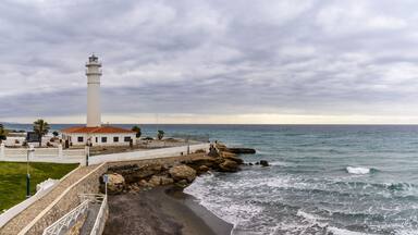 view of the Torrox lighthouse in Malaga Province of Andalusia