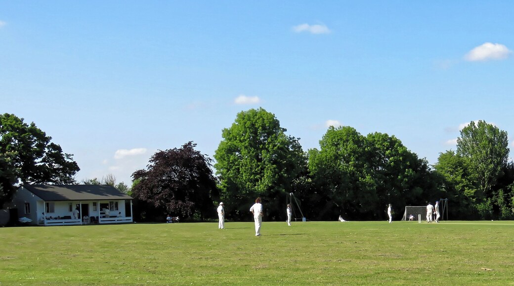 Eastons Cricket Club at The Recreation Ground, Manor Road, Little Easton, Essex, England. Camera: Canon PowerShot SX60 HS Software: File lens-corrected, optimized, perhaps cropped, with DxO PhotoLab, and likely further optimized with Adobe Photoshop CS2.