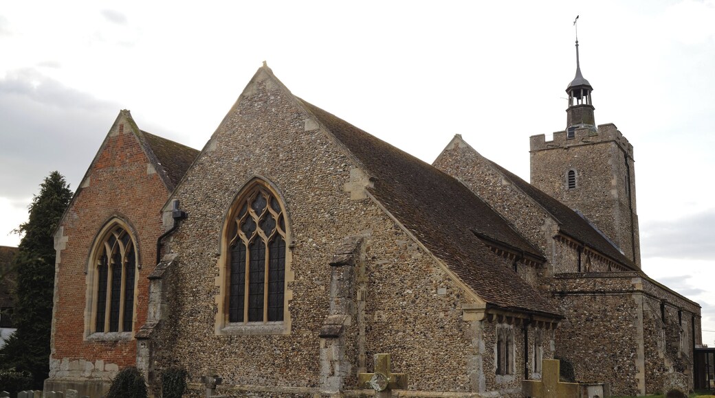 A view from the north-east of the south chapel and chancel of the Grade I listed Holy Cross Church on the B1417 Braintree Road, Felsted, Essex, England. Camera: Canon EOS 6D with Canon EF 24-105mm F4L IS USM lens. Software: large RAW file lens-corrected, optimized and downsized with DxO OpticsPro 10 Elite, Viewpoint 2, and Adobe Photoshop CS2.