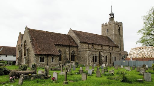 Grade I listed The church dates from the early 12th century onwards with later additions and alterations. Built of rubble and flint with some brick, tile and stone dressings. It consists of a western tower, nave with clerestory and north and south aisles, chancel, south chapel, and south porch. The west tower dates dates from the early 12th century, the south aisle and arcade are from the late 12th century, and the north aisle and arcade are from the early 14th century. The tower is of three stages with a west Norman doorway. Above is a bellcote with cupola containing a bell, from the 18th century. The nave has arcades of four bays, the south having circular piers and the north having octagonal piers. The south chapel was built by the third Lord Rich in 1607, and contains a monument to Richard, 1st Lord Rich and Robert his son, in alabaster and marble with a kneeling figure (Robert Rich, died 1581) at the west end, and a reclining effigy on top of the altar tomb of Richard Rich, died 1566. He is notorious for participating in the torture of Anne Askew, the only woman to have been tortured in the Tower of London. There is an (allegedly) Norman font, on modern supports. The church has two brasses, one is an unknown Knight in armour. In the north wall of the sanctuary are the remains of a 14th century altar tomb. There is a two manual organ by Hill.