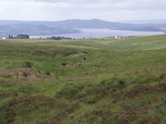 Bad Ochainaich. View down the stream to Moorpark house with Loch Lomond in the background