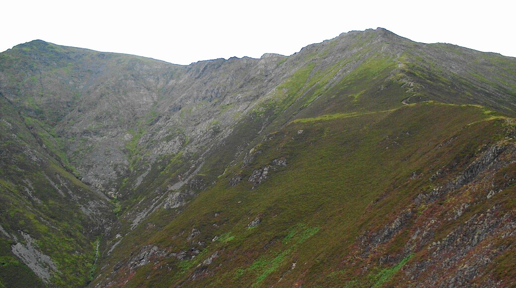 The ascent of Blencathra by Doddick Fell You can see most of the route up. It is steeper than it looks.