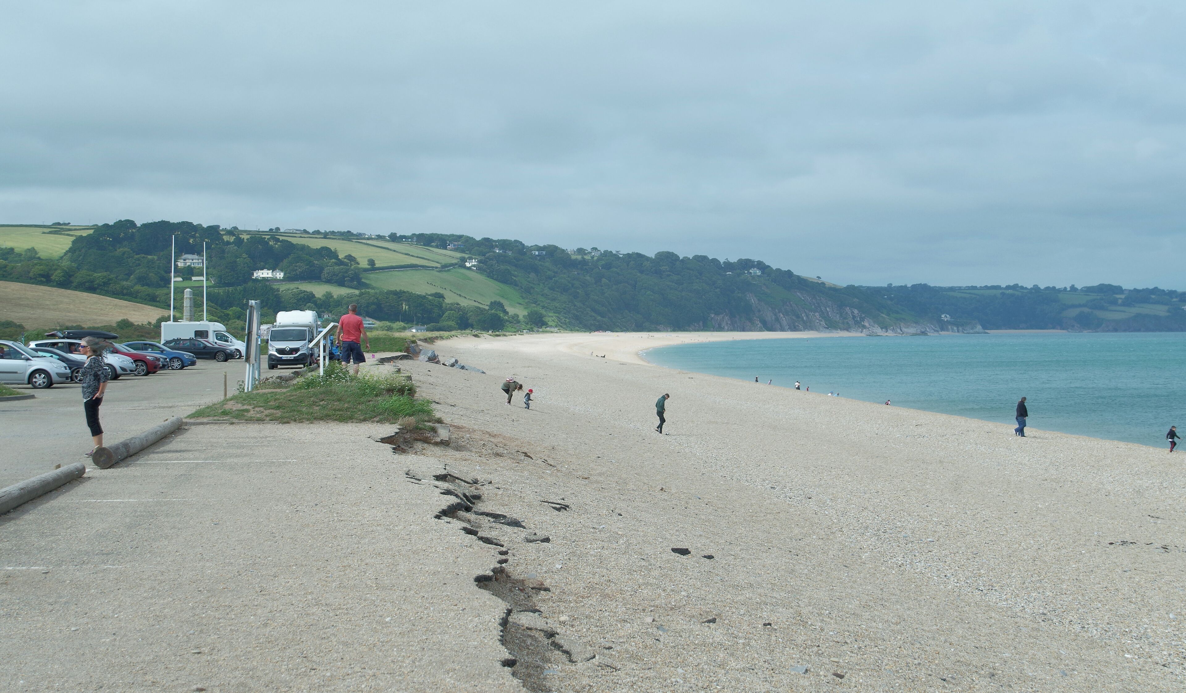 Looking north along the beach at Slapton Sands, Devon.