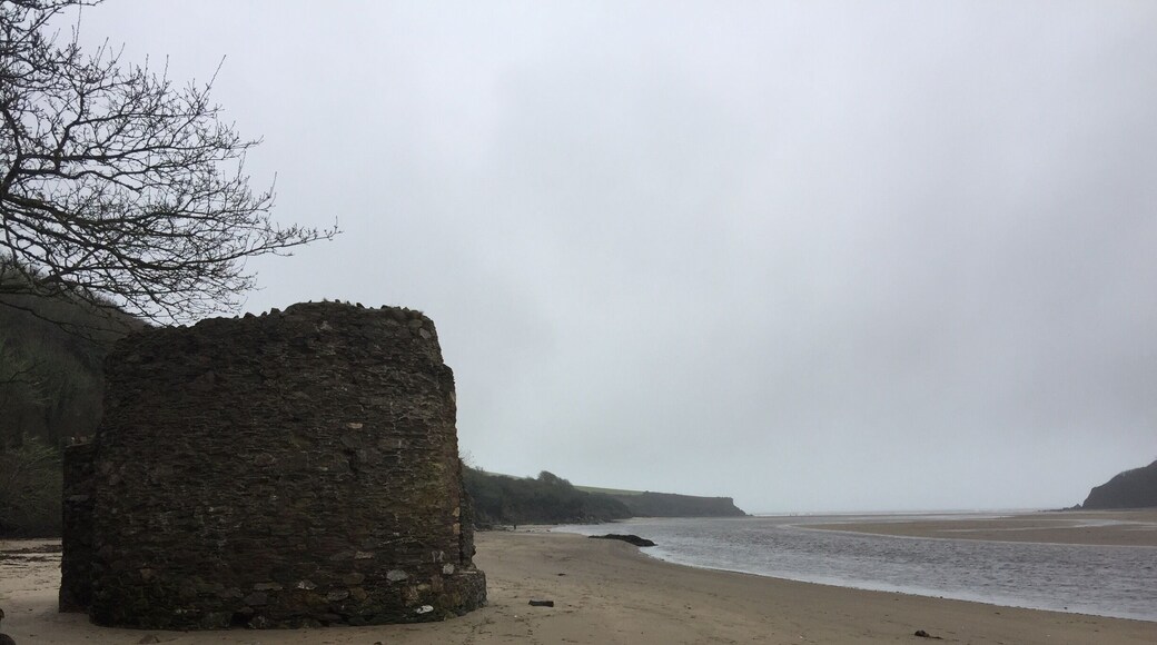 Historic building on the beach by the Erme Estuary