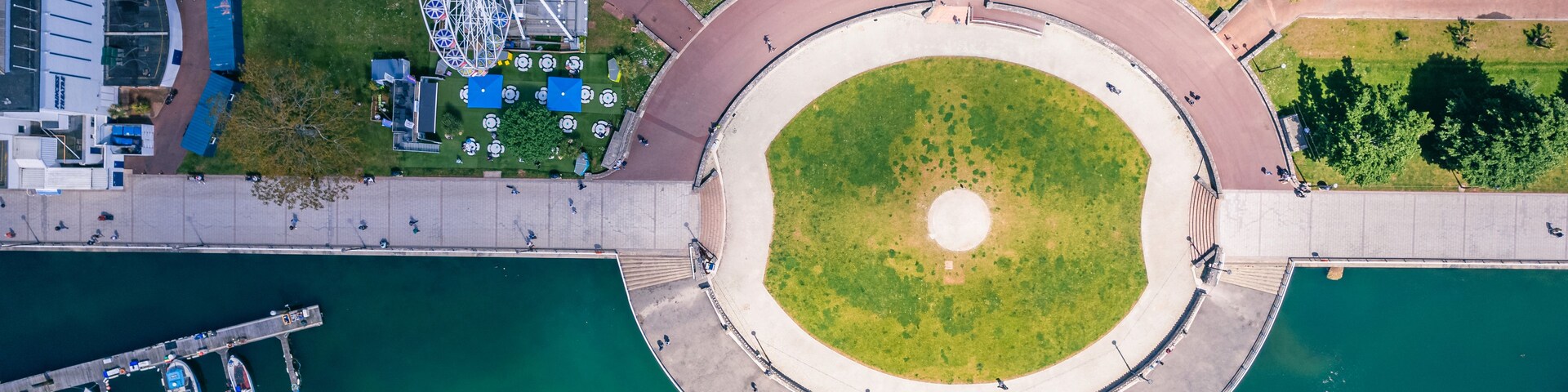 Top Down over Torquay Marina from a drone, English Riviera, Torquay, Devon, England, Europe