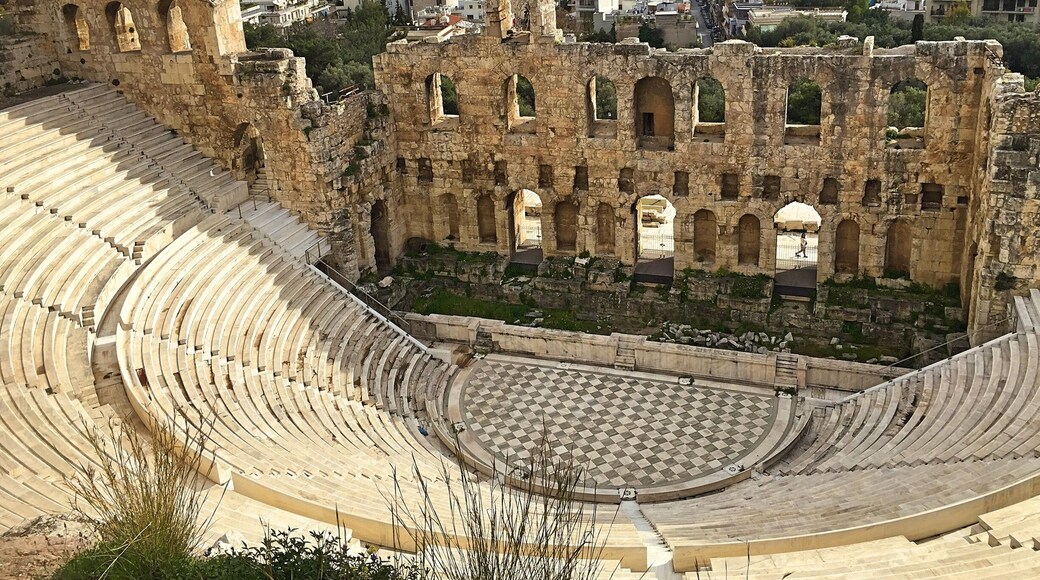 Dionysus’s theatre is one of the vilest spots in the acropolis. You can see it from above as well as below. For clearer views of the acropolis and all it entails, go in the off season. Greece gets so busy. #aboveitall #greece #athens #architecture