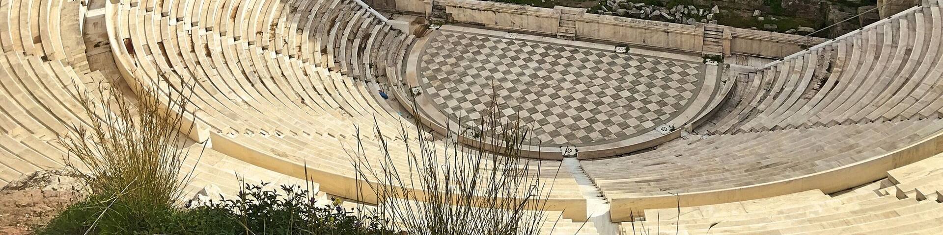 Dionysusâs theatre is one of the vilest spots in the acropolis. You can see it from above as well as below. For clearer views of the acropolis and all it entails, go in the off season. Greece gets so busy. #aboveitall #greece #athens #architecture
