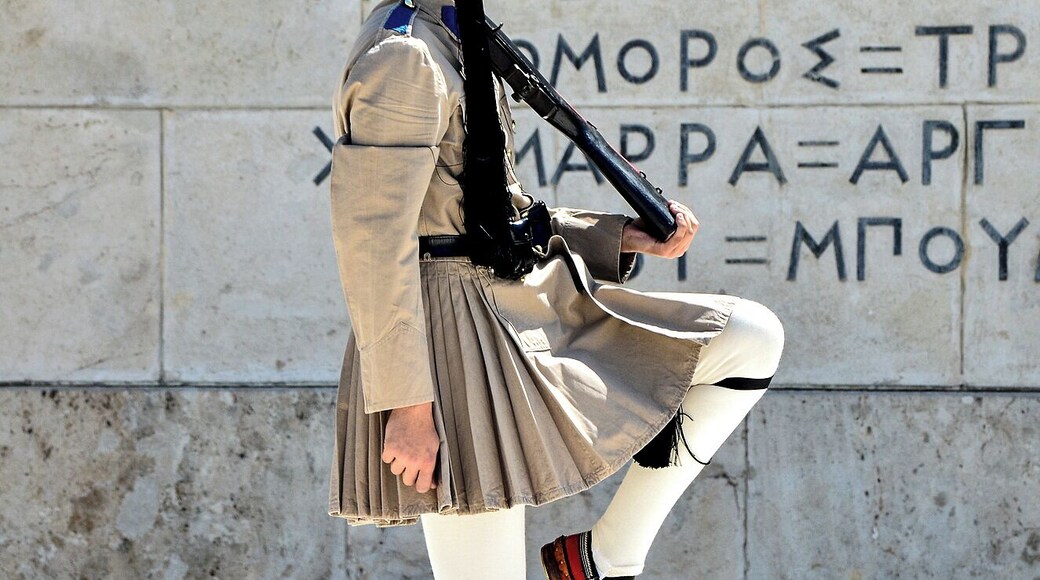 Changing of the guards outside the Greek Parliament in Athens.