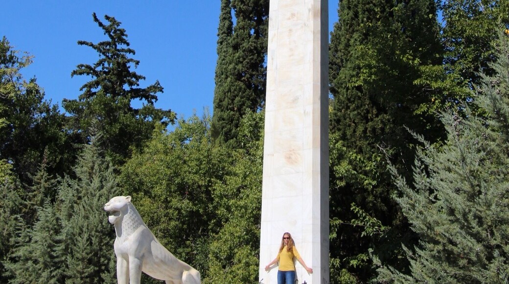 Athena statue within the park,