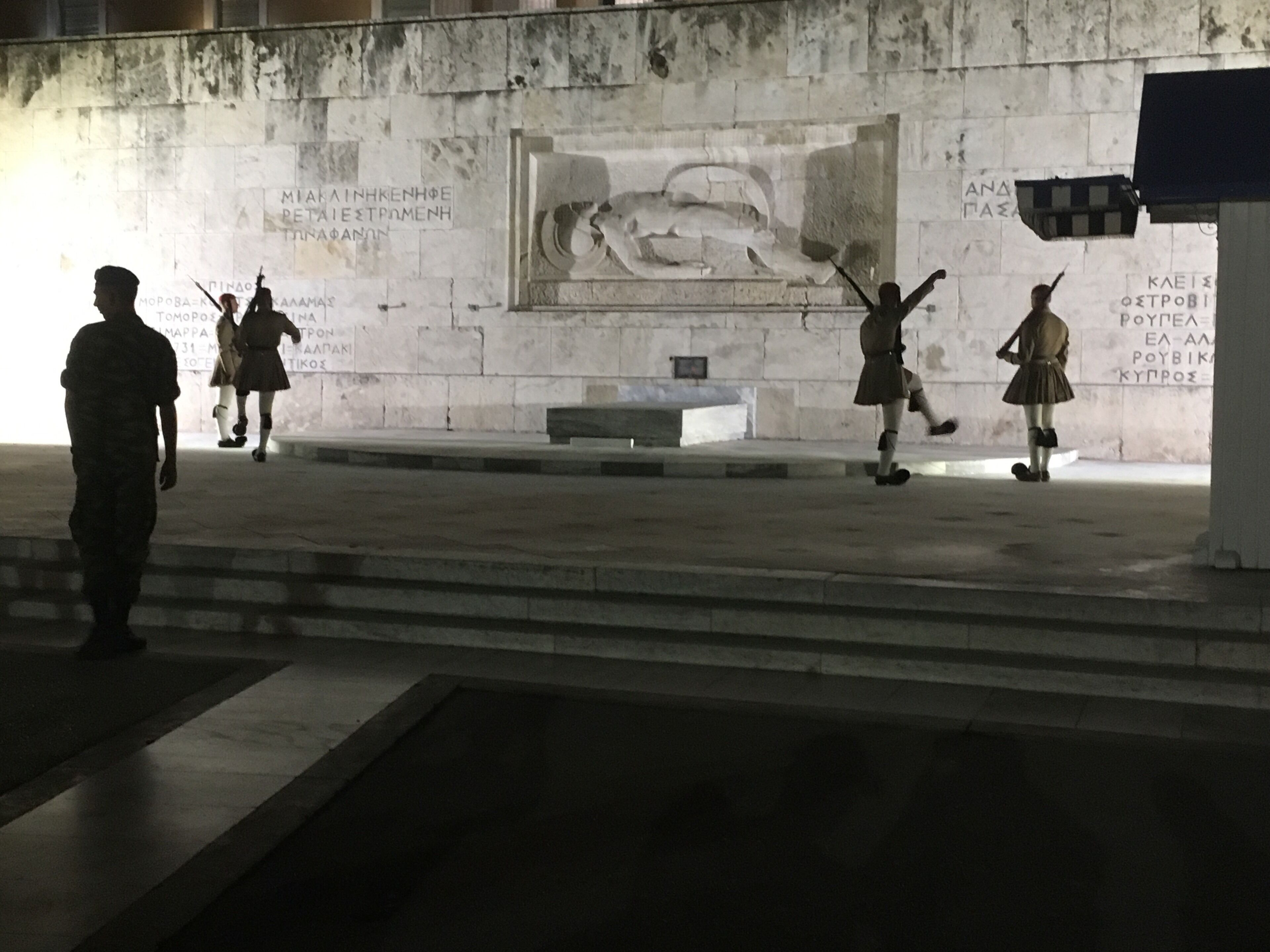 The Changing of the Guard ceremony that occurs around the clock at the top of each hour. All Greek men are required to serve a term of at least 9 months to a year in the military. For this assignment at Parliament, there is a certain height requirement. #Greece #Athens #military #Greektourism