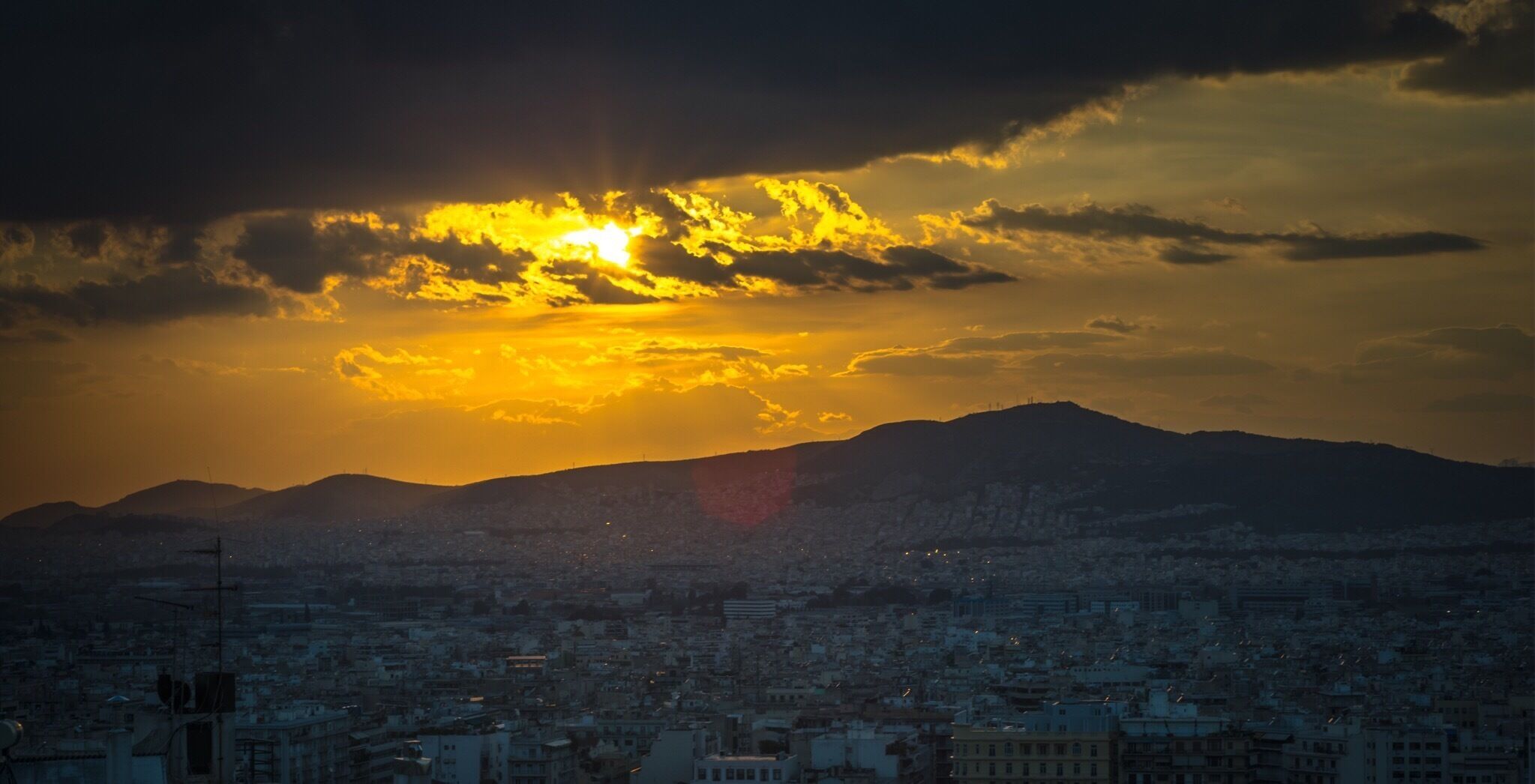 Sunset from Strefi Hill in Athens Greece #golden #athens #greece #sunset