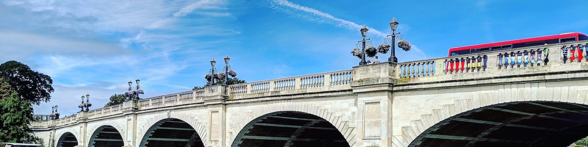 Thames Riverside walk overlooking Kingston bridge