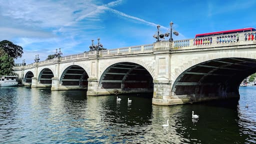 Thames Riverside walk overlooking Kingston bridge