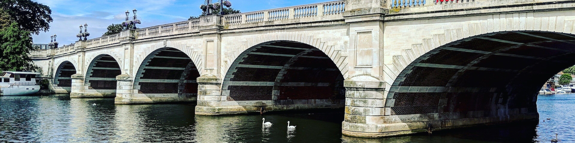 Thames Riverside walk overlooking Kingston bridge