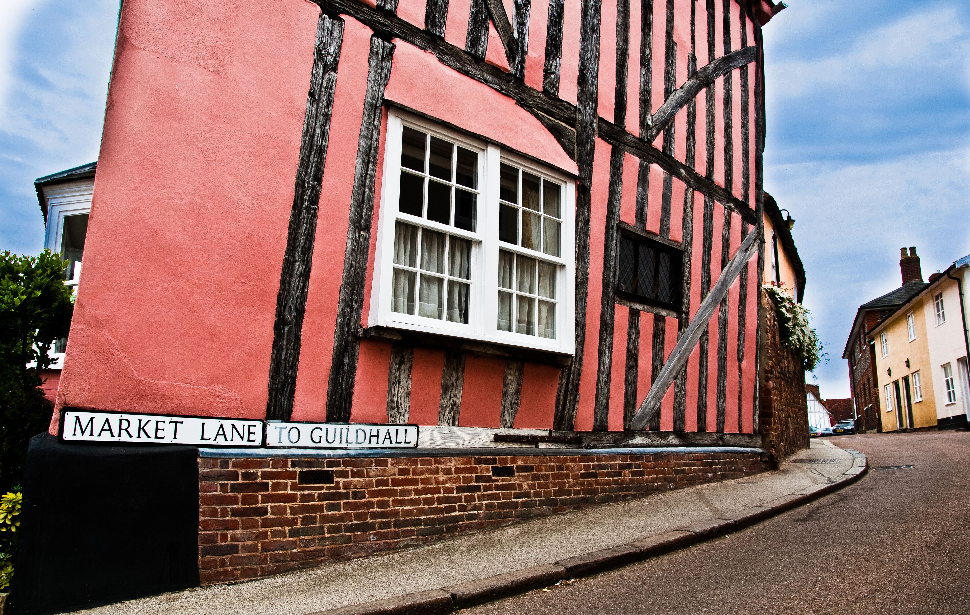Market Lane,, leading to Guildhall, Lavenham, UK