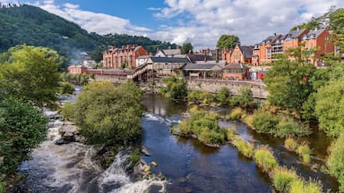 Llangollen town along the river dee in north Wales