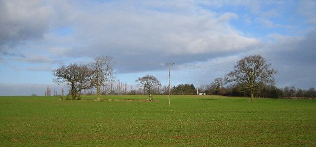 Farmland Near Meriden. The view from the footpath towards Eaves Green Road, looking north.
