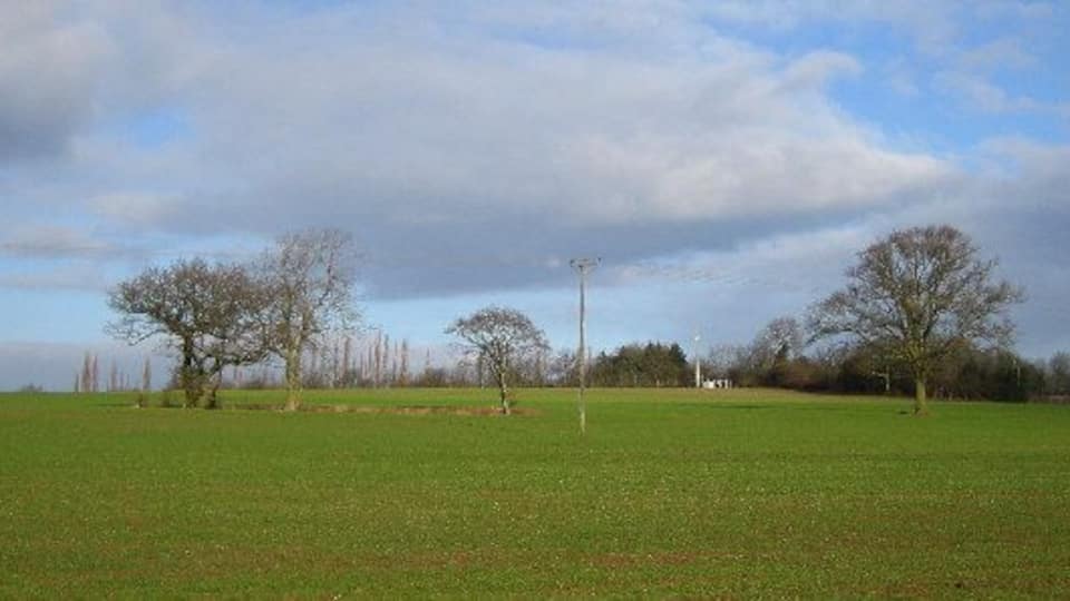 Farmland Near Meriden. The view from the footpath towards Eaves Green Road, looking north.