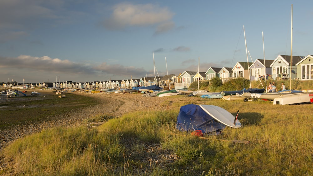 The beach huts at Mudeford Quay in Dorset., Shutterstock ID 679397578, Purchase Order: -