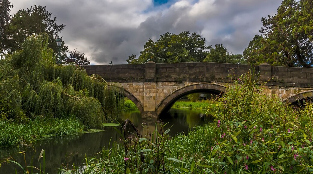 A view down the River Eye in Melton Mowbray, Leicestershire, UK in the summertime