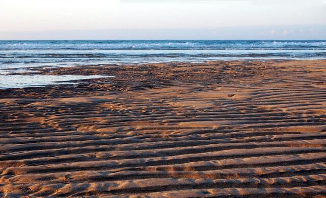 Patterns in the sand, Harlyn Bay (2) Looking north with the sun low in early evening.