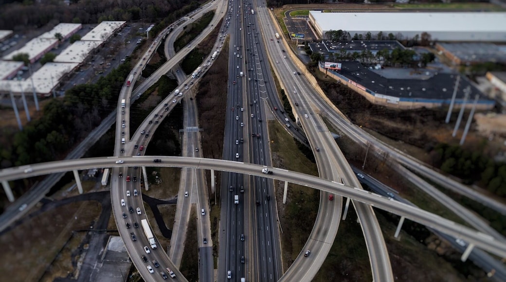 Nicknamed Spaghetti Junction, the intersection of I-85 and I-285 is full of exits and interstates. It's what can cause out of towners to call Atlanta the worst city to drive through. One of the busiest intersections, at rush hour the backup can be immense. It is also my favorite intersection because of all the bridges and crossing roads.