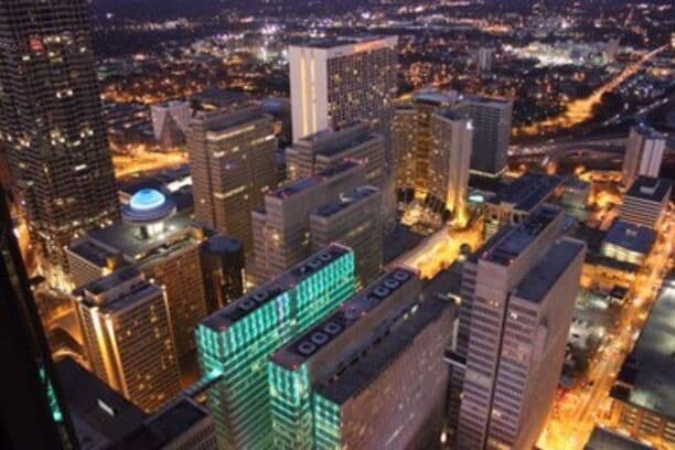 View from our room on the 70th floor of the Peachtree Plaza.  Best place to stay in Atlanta for a good view. 