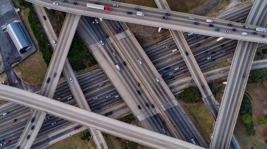 Nicknamed Spaghetti Junction, the intersection of I-85 and I-285 is full of exits and interstates. It's what can cause out of towners to call Atlanta the worst city to drive through. One of the busiest intersections, at rush hour the backup can be immense. It is also my favorite intersection because of all the bridges and crossing roads.