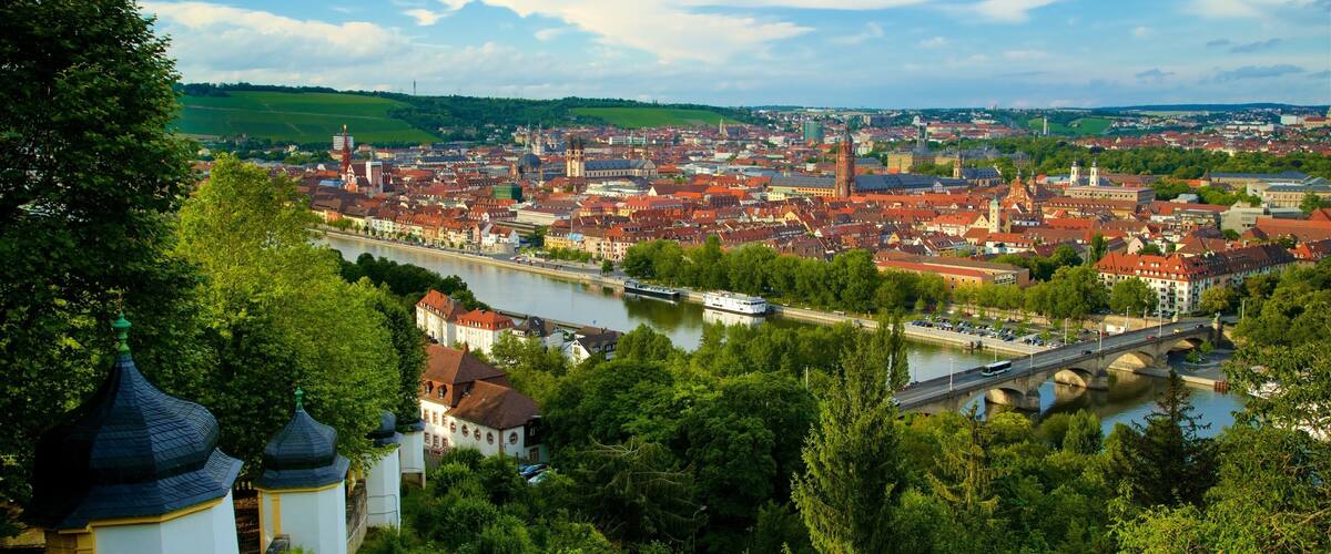 Wuerzburg showing a bridge, a city and landscape views