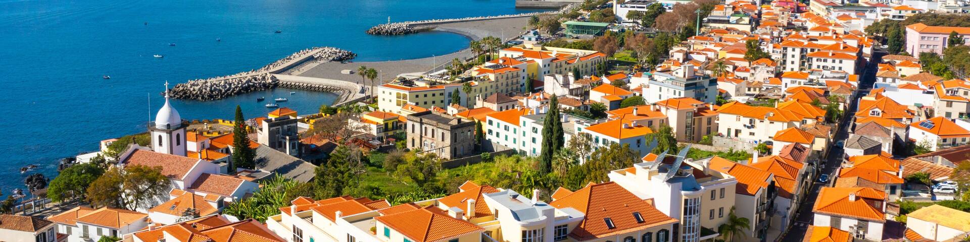 Panoramic view of the capital of Madeira island Funchal, Portugal