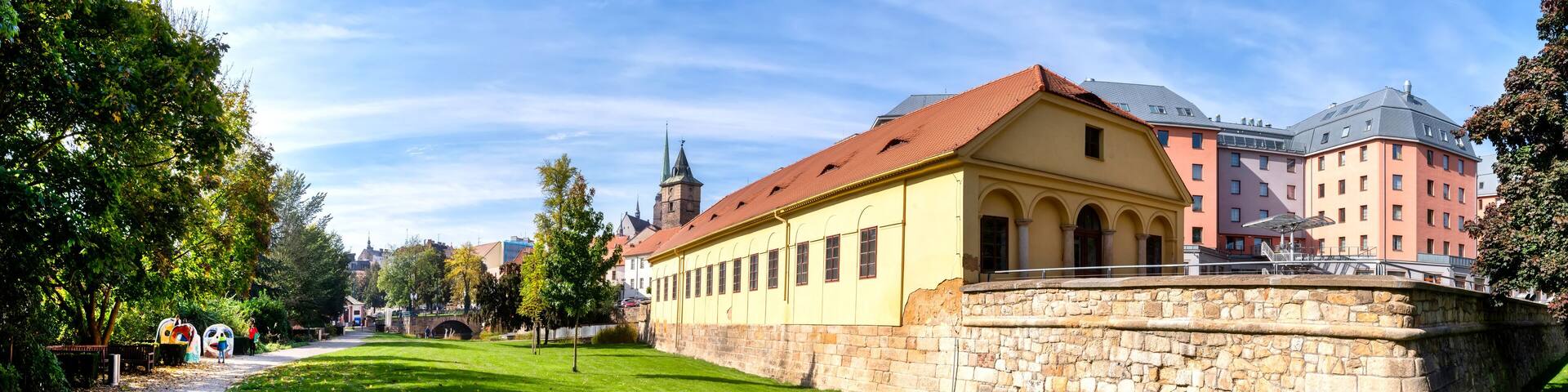 Millrace in Pilsen, Czech republic. Mühlgraben in Pilsen, Tschechien