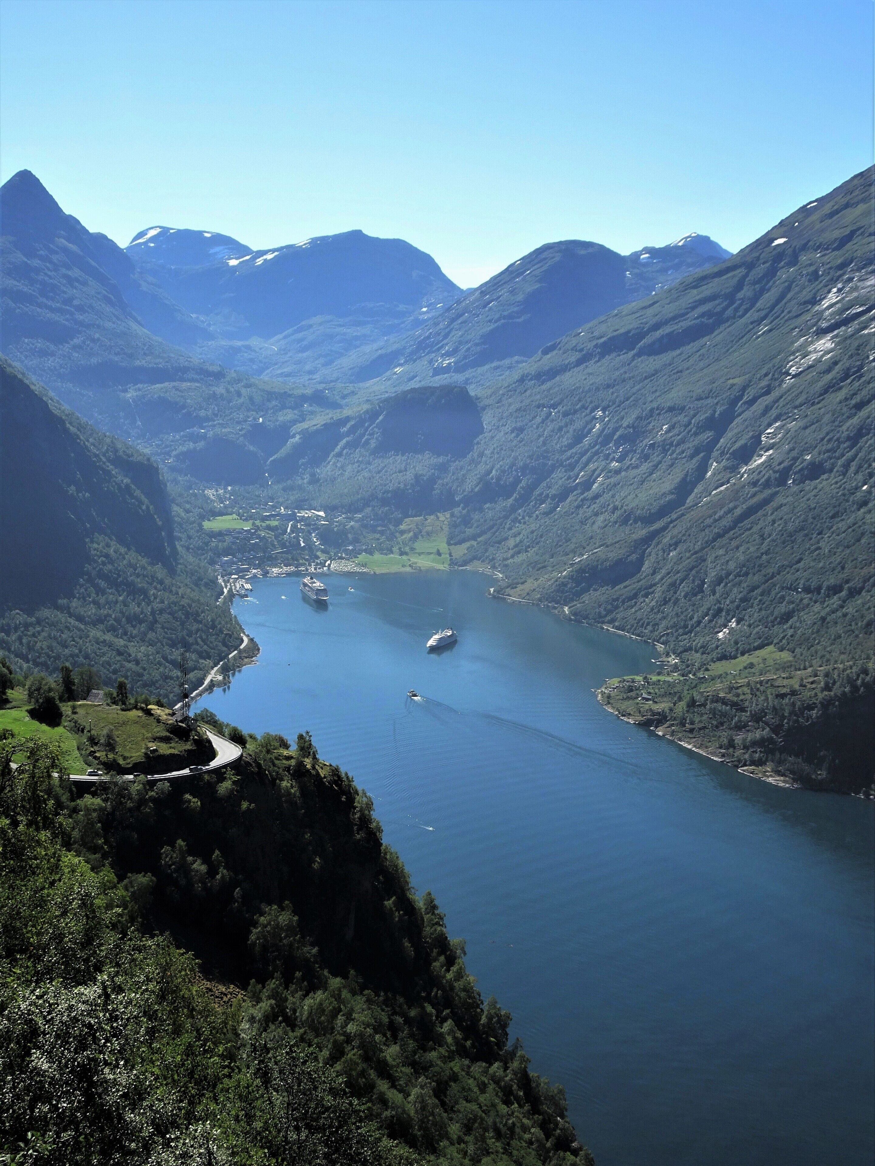 The deep blue UNESCO-protected Geirangerfjord is surrounded by majestic mountain peaks, wild waterfalls and lush, green vegetation.  #Aboveitall #GreatOutdoors  #Perspectives  #ReDiscover  #Nature  #Trovember
