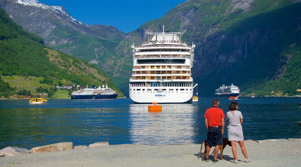 Geiranger which includes a river or creek and cruising as well as a couple