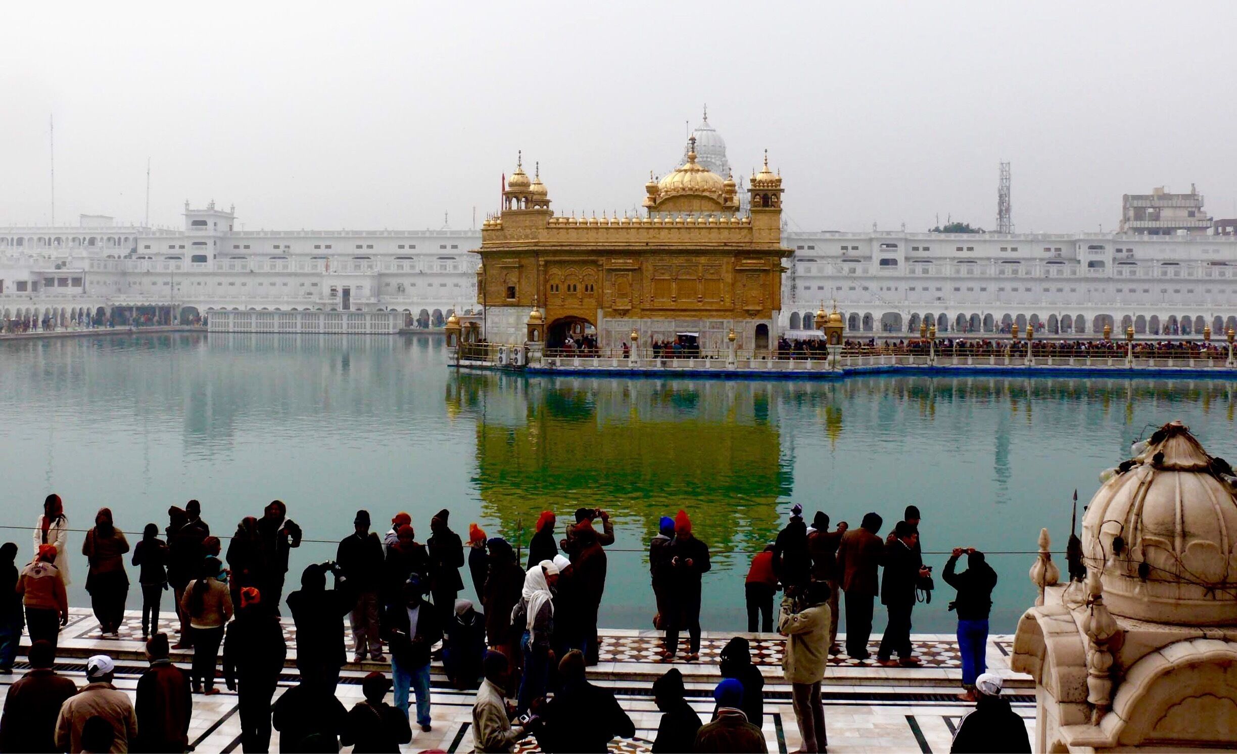 The #goldentemple of #Amritsar. One of the great religious buildings in the world. 10 hours by car from #Delhi. Awe inspiring to walk around with all the #Sikhs there. The city itself is not much of anything. I thought it would be more but it is what it is. Fun thing to do is go to the border at #Wagga and watch the nightly gate closing. 
