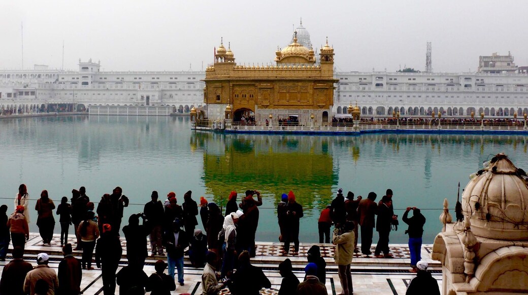 The #goldentemple of #Amritsar. One of the great religious buildings in the world. 10 hours by car from #Delhi. Awe inspiring to walk around with all the #Sikhs there. The city itself is not much of anything. I thought it would be more but it is what it is. Fun thing to do is go to the border at #Wagga and watch the nightly gate closing.