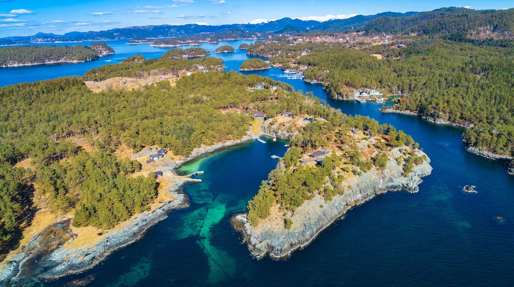 Aerial fjord view near |Os village. Bergen, Norway.