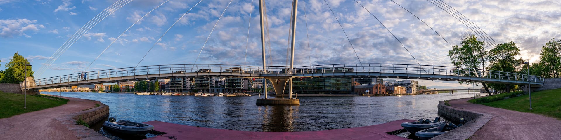 Panorama photo of the Ypsilon Bridge in Drammen, Norway