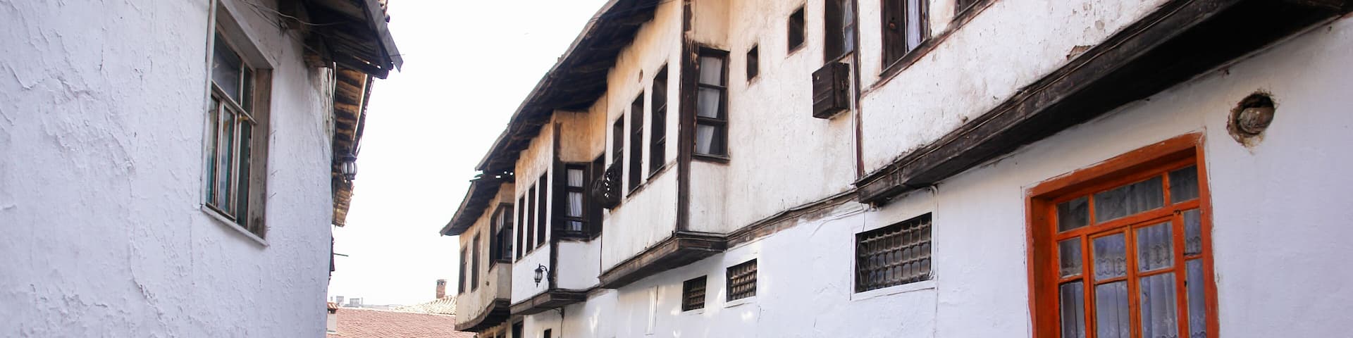 Ottoman style renovated street in Kutahya Turkey