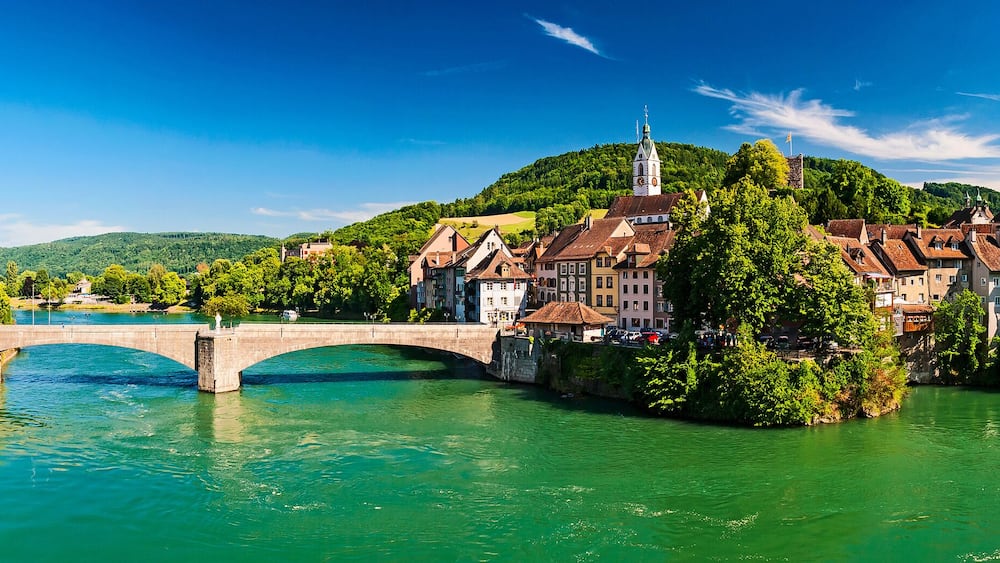 Zwillingsstadt Laufenburg am Hochrhein an der Grenze von Deutschland und der Schweiz